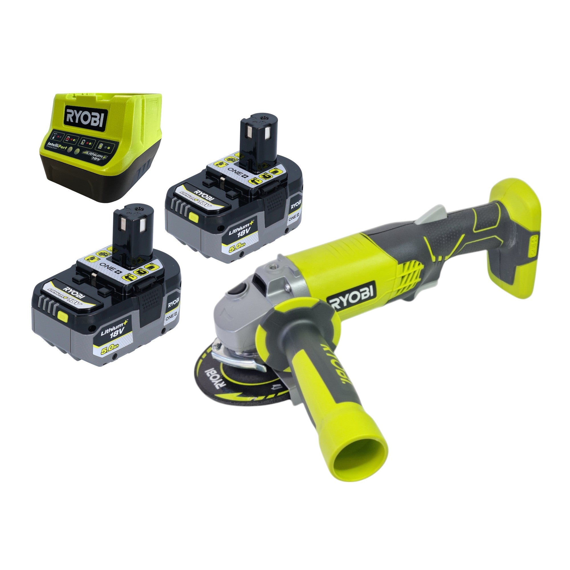 RYOBI R18AG 0 Akku Winkelschleifer 18 V ONE 115 mm 2x Akku 5 0 Ah Ladegeraet 0 - toolbrothers