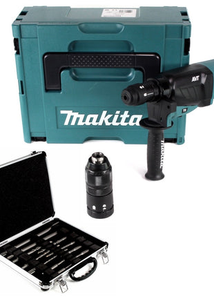 Makita HR 2631 FTJ  800 W Kombihammer mit SDS Plus Bohrfutter und Schnellspannbohrfutter im Makpac + Bosch Meißel und Bohrer Set 11 tlg. für SDS-Plus in Alukoffer - Toolbrothers