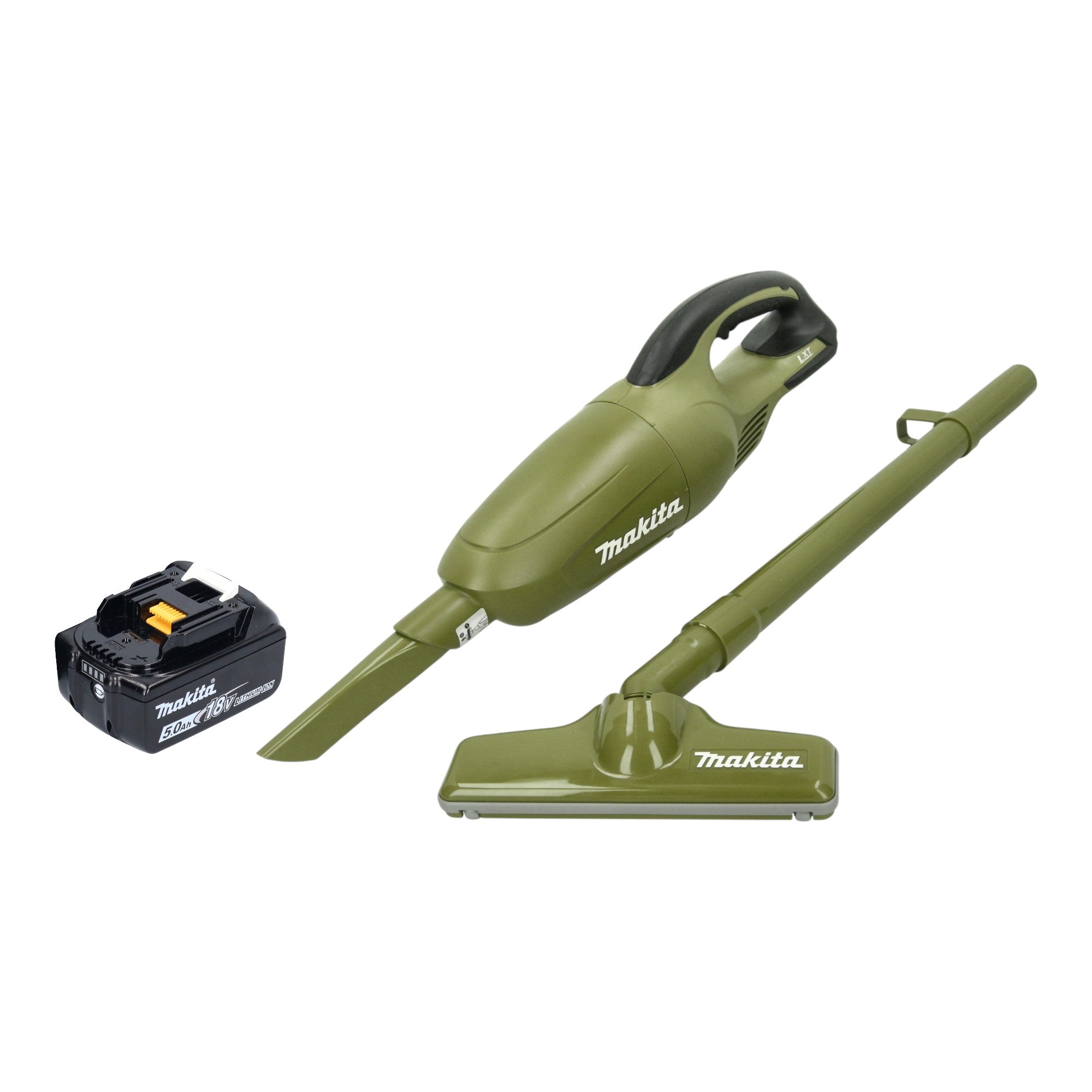 Makita DCL 180 TO Akku Staubsauger 18 V 0 65 l Olive Outdoor Adventure Serie 1x Akku 5 0 Ah ohne Ladegeraet 0 - toolbrothers