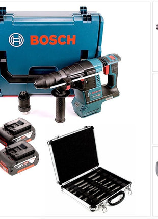 Bosch GBH 18V-26 F Akku Bohrhammer brushless SDS-Plus 18V 2,6J + 2x Akkus 5,0Ah + Ladegerät # 11-tlg. Meißel und Bohrer Set in L-Boxx - Toolbrothers