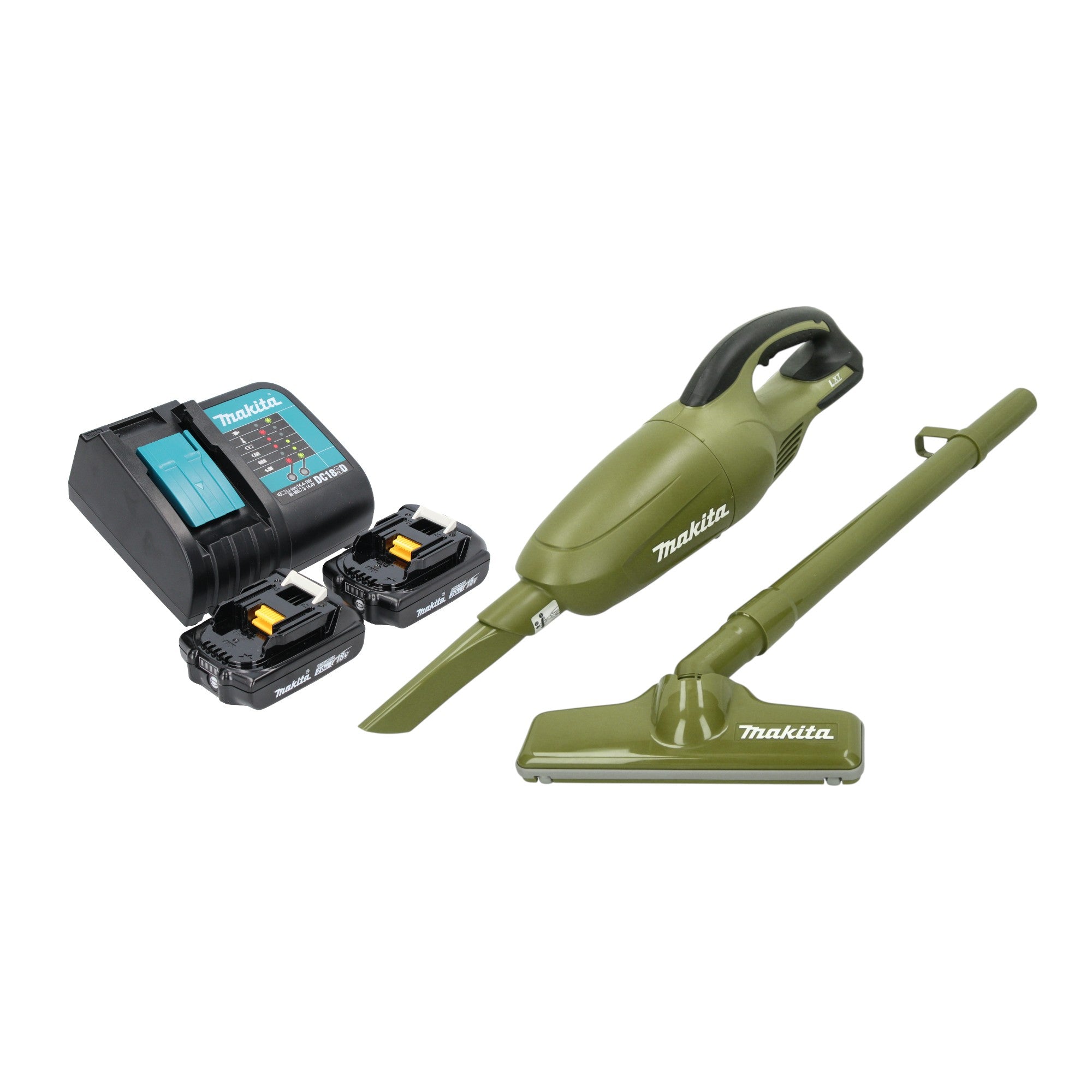 Makita DCL 180 SA2O Akku Staubsauger 18 V 0 65 l Olive Outdoor Adventure Serie 2x Akku 2 0 Ah Ladegeraet 0 - toolbrothers