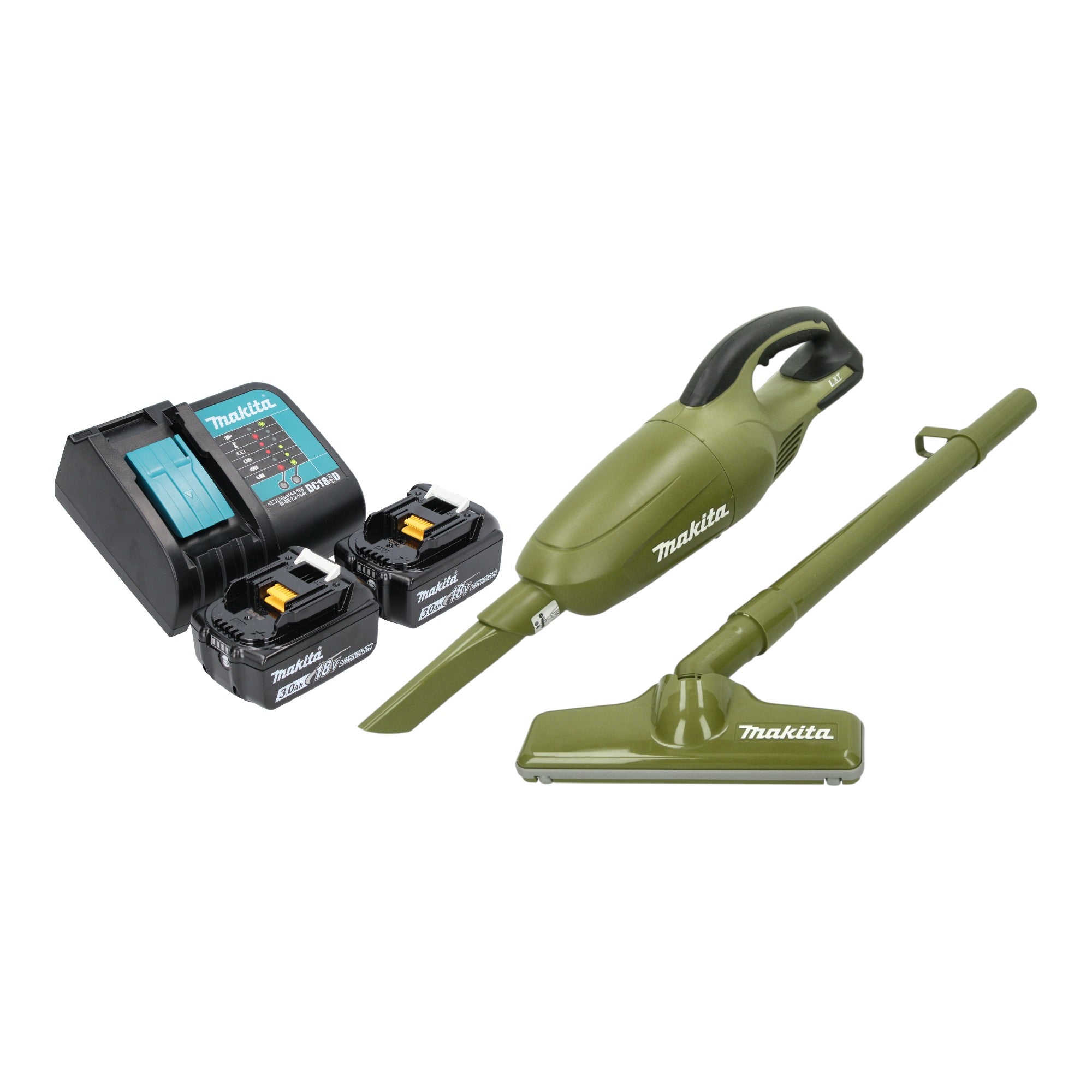 Makita DCL 180 SF2O Akku Staubsauger 18 V 0 65 l Olive Outdoor Adventure Serie 2x Akku 3 0 Ah Ladegeraet 0 - toolbrothers