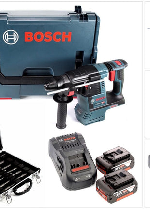 Bosch GBH 18 V-26 18 V Li-Ion Akku Bohrhammer Professional SDS-Plus ( 0611909001 ) + 2x Akku 5,0Ah + Ladegerät + 11 tlg. Bohrer- und Meißelset + L-Boxx - Toolbrothers