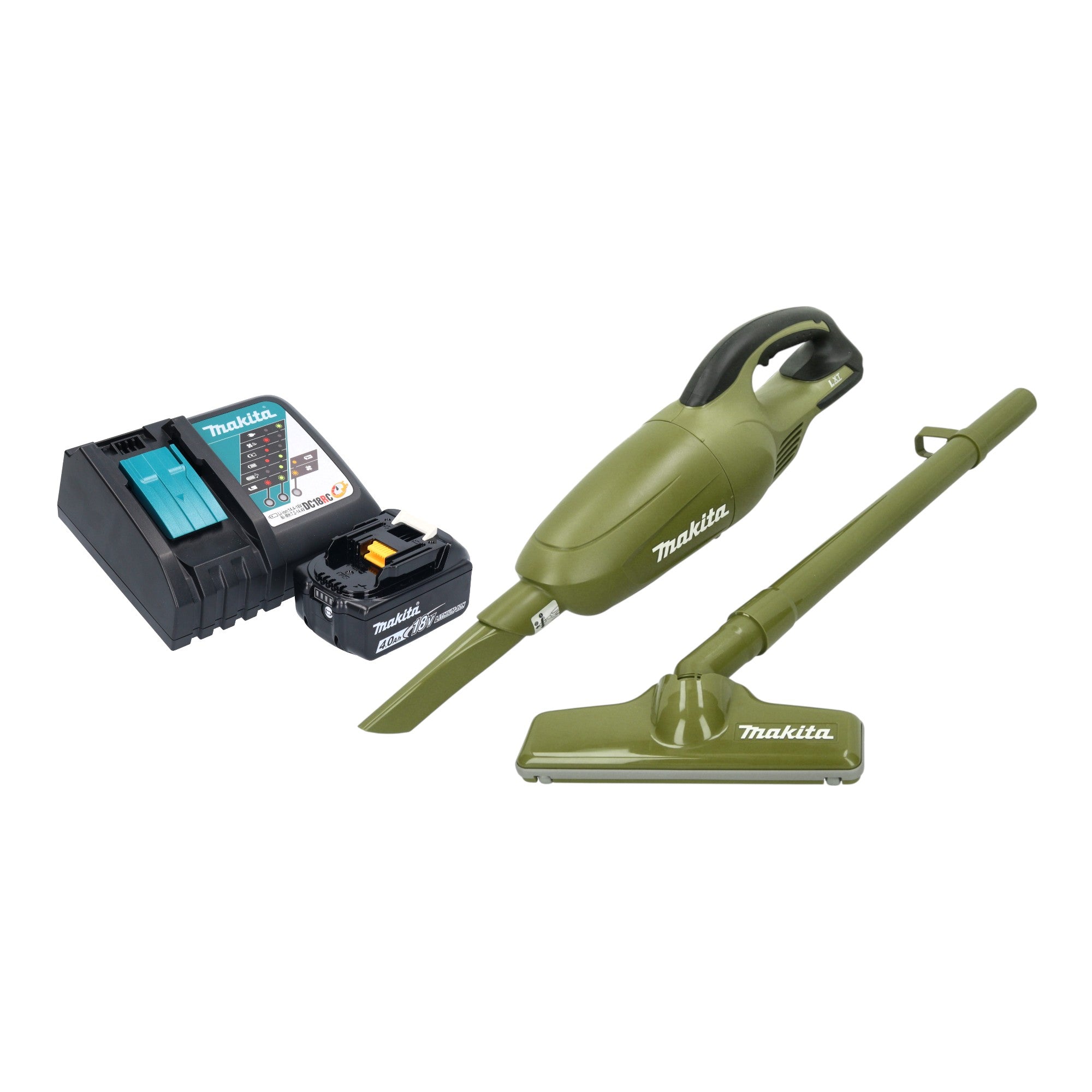 Makita DCL 180 RMO Akku Staubsauger 18 V 0 65 l Olive Outdoor Adventure Serie 1x Akku 4 0 Ah Ladegeraet 0 - toolbrothers