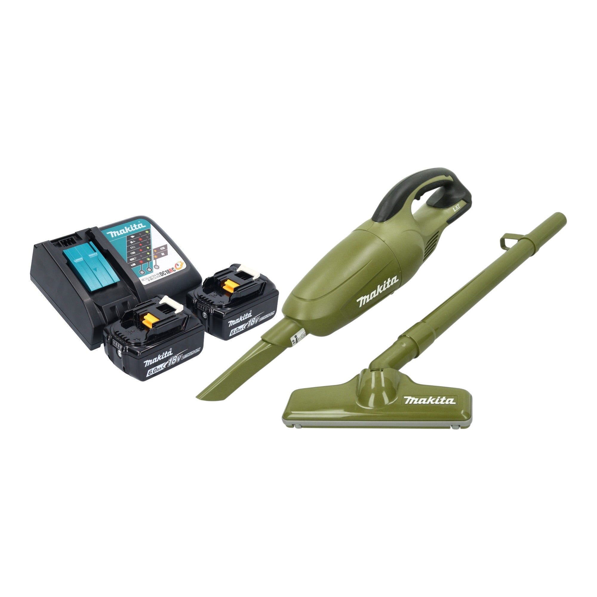 Makita DCL 180 RG2O Akku Staubsauger 18 V 0 65 l Olive Outdoor Adventure Serie 2x Akku 6 0 Ah Ladegeraet 0 - toolbrothers