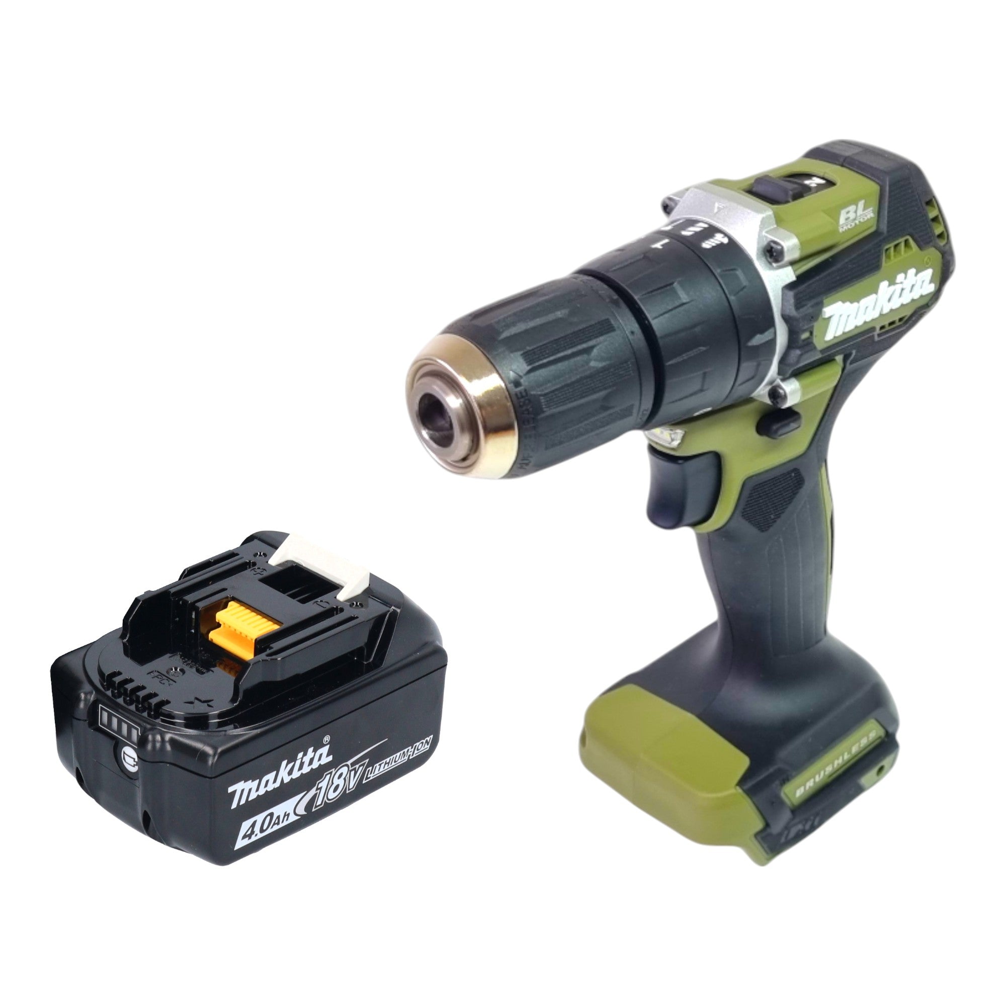 Makita DHP 487 M1O Akku Schlagbohrschrauber 18 V 40 Nm Brushless Olive Outdoor Adventure Serie 1x Akku 4 0 Ah ohne Ladegeraet 0 - toolbrothers