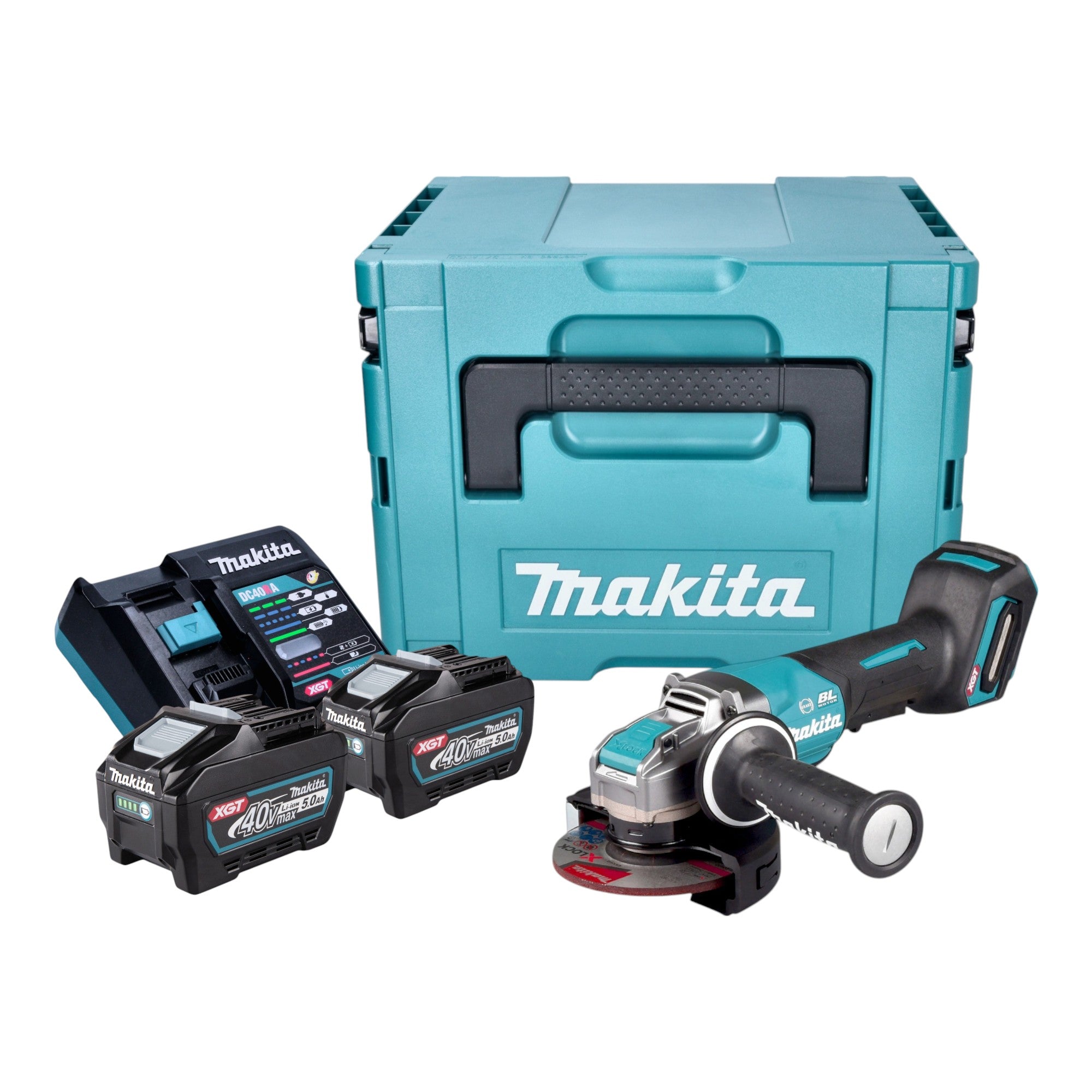 Makita GA 047 GT201 Akku Winkelschleifer 40 V max 125 mm X LOCK Brushless 2x Akku 5 0 Ah Ladegeraet Makpac 0 - toolbrothers