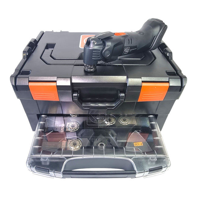 Fein Multimaster AMM 500 Plus Outil multifonctions sans fil 18 V Starlock Plus Black Edition ( 71294262000 ) + 33 pièces d'accessoires + L-Boxx - sans batterie, sans chargeur