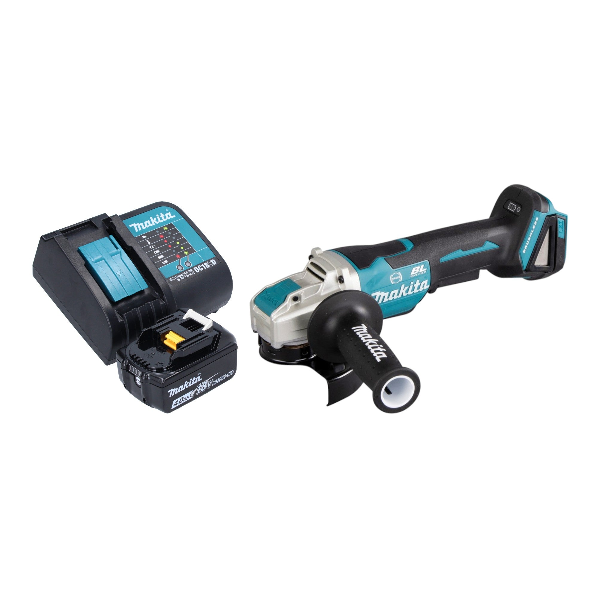 Makita DGA 520 SM1X1 Akku Winkelschleifer 18 V 125 mm X LOCK Brushless 1x Akku 4 0 Ah Ladegeraet 0 - toolbrothers