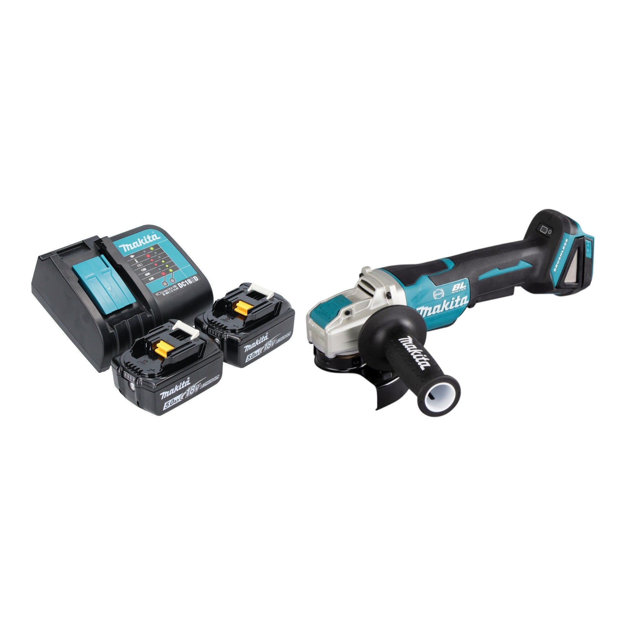Makita DGA 520 SMX1 Akku Winkelschleifer 18 V 125 mm X LOCK Brushless 2x Akku 4 0 Ah Ladegeraet 0 - toolbrothers