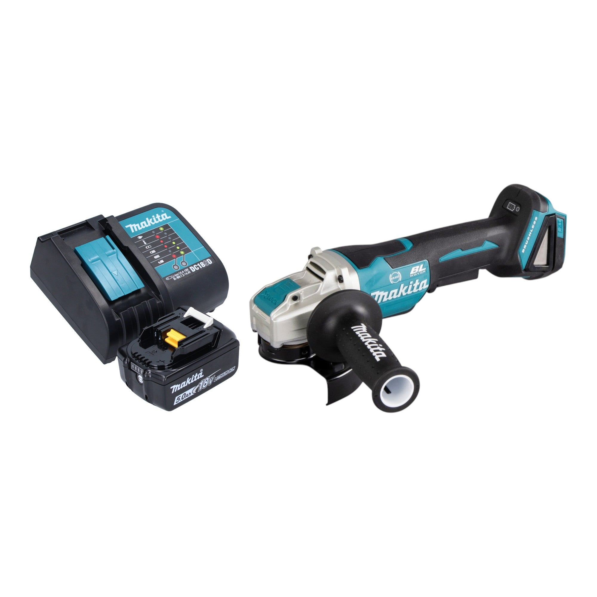 Makita DGA 520 ST1X1 Akku Winkelschleifer 18 V 125 mm X LOCK Brushless 1x Akku 5 0 Ah Ladegeraet 0 - toolbrothers