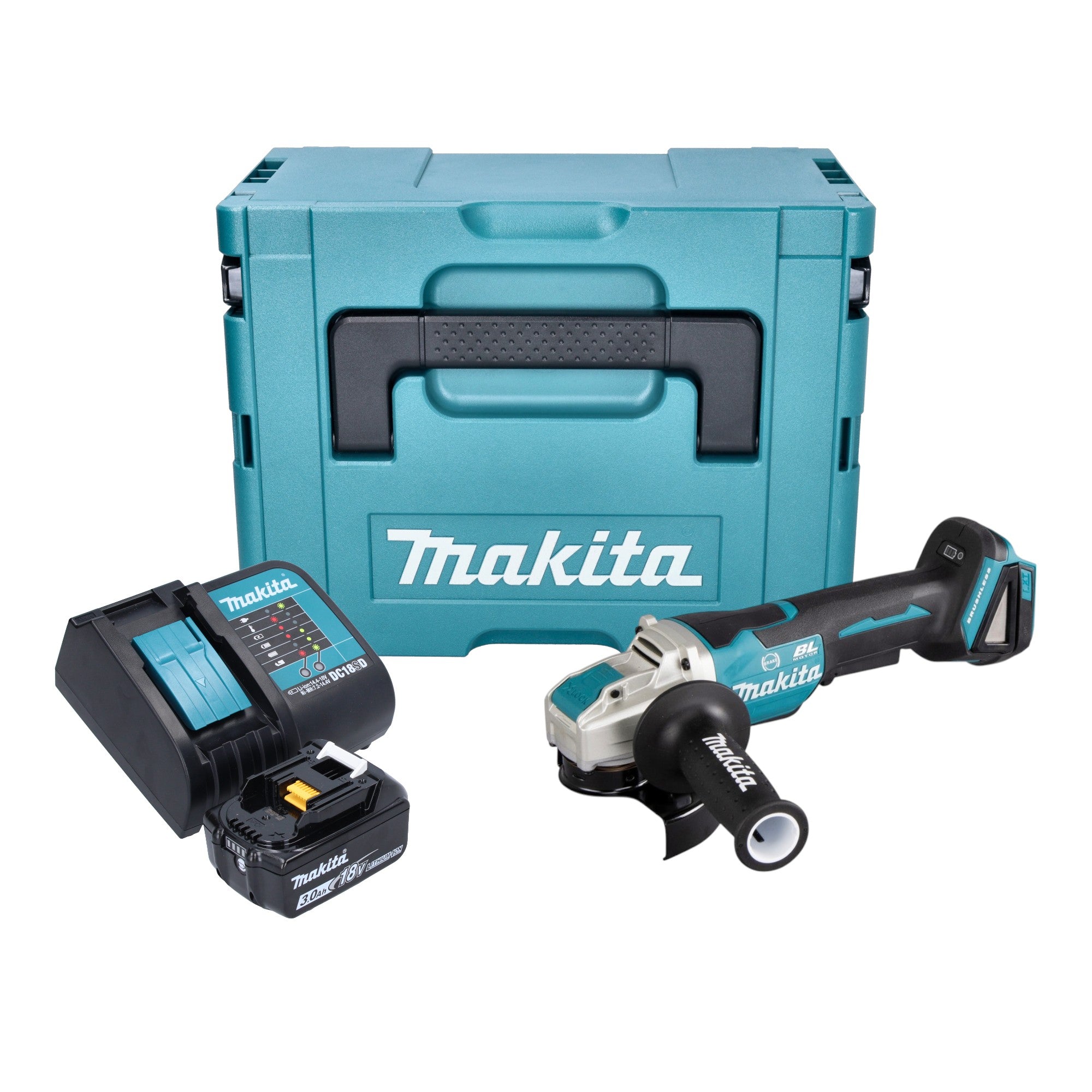Makita DGA 520 SF1JX1 Akku Winkelschleifer 18 V 125 mm X LOCK Brushless 1x Akku 3 0 Ah Ladegeraet Makpac 0 - toolbrothers