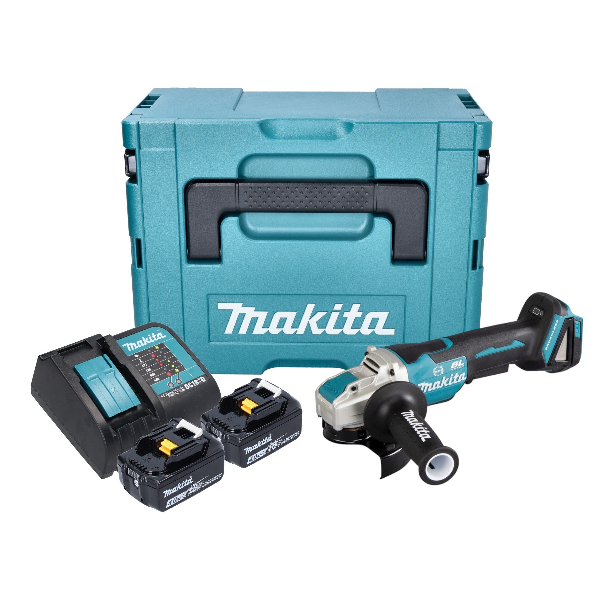 Makita DGA 520 SGJX1 Akku Winkelschleifer 18 V 125 mm X LOCK Brushless 2x Akku 6 0 Ah Ladegeraet Makpac 0 - toolbrothers