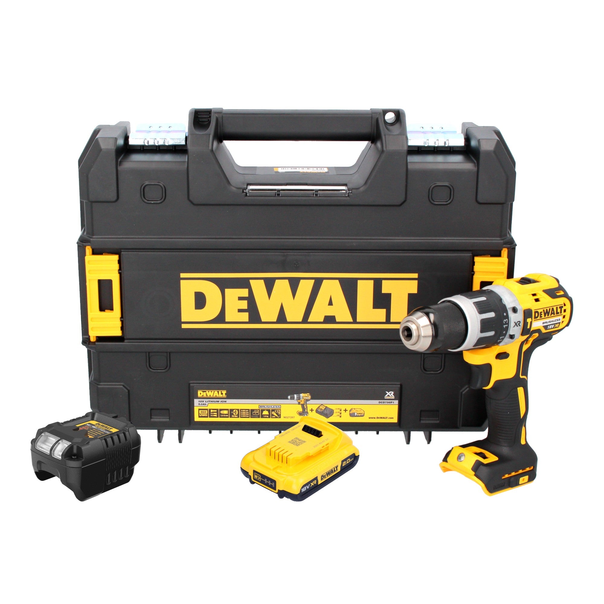 DeWalt DCD 796 D1T Akku Schlagbohrschrauber 18 V 70 Nm Brushless 1x Akku 2 0 Ah Ladegeraet TSTAK 0 - toolbrothers