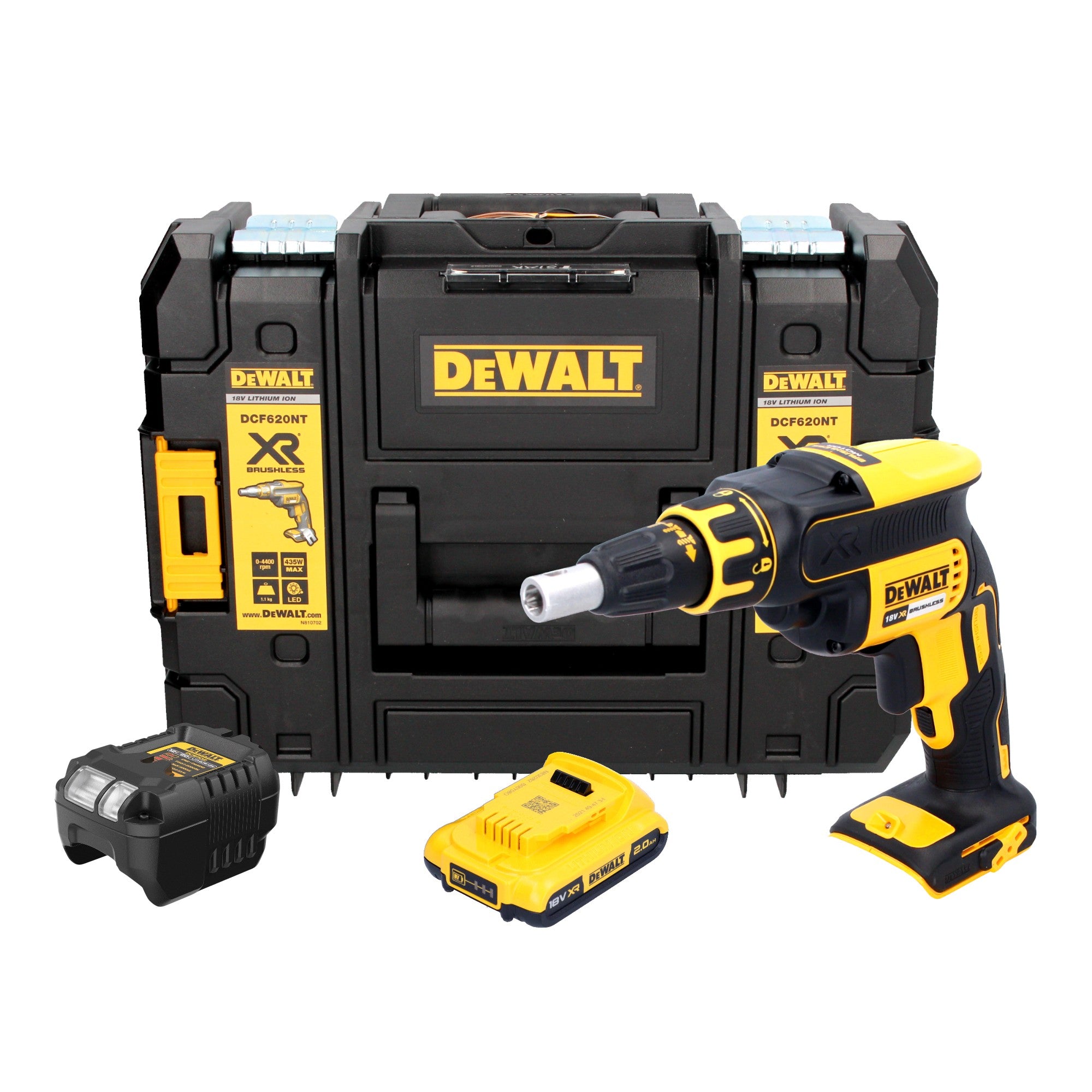 DeWalt DCF 620 D1T Akku Trockenbauschrauber 18 V 30 Nm Brushless 1x Akku 2 0 Ah Ladegeraet TSTAK 0 - toolbrothers