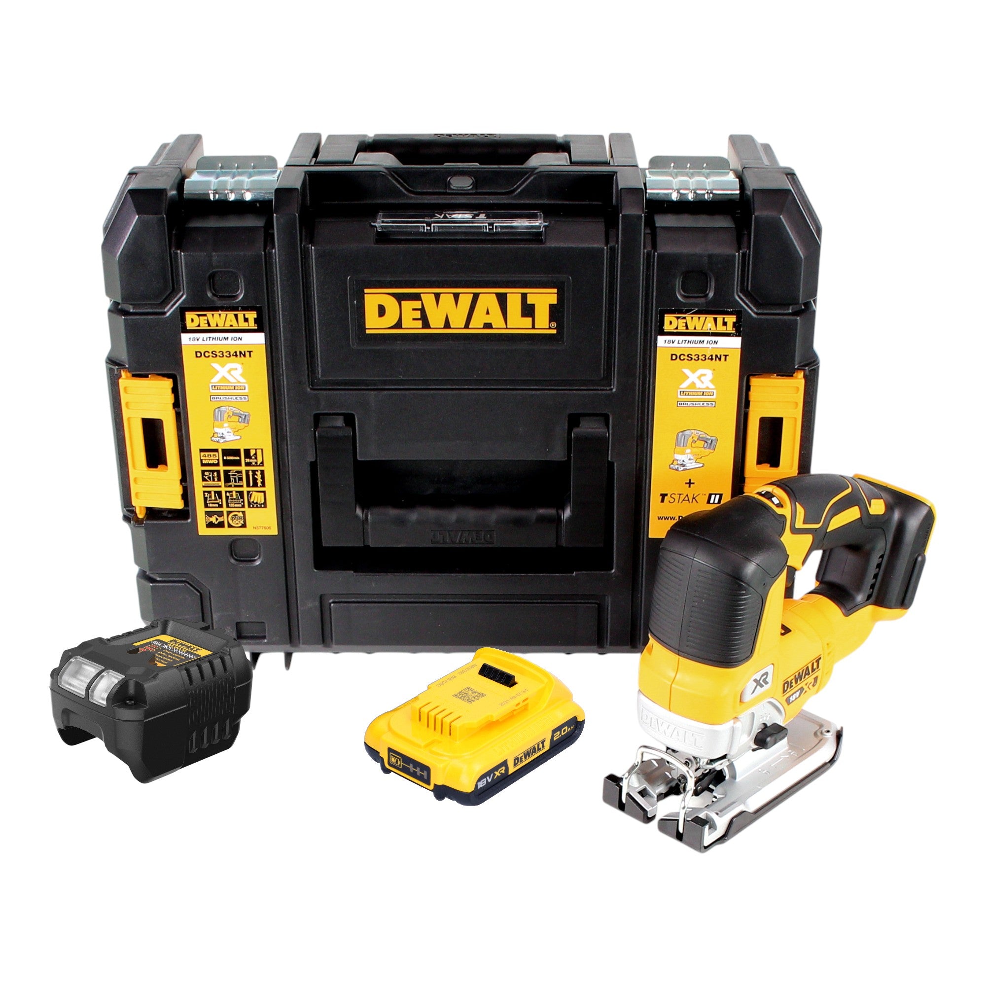 DeWalt DCS 334 D1T Akku Pendelhub Stichsaege 18V Brushless 1x Akku 2 0 Ah Ladegeraet TSTAK 0 - toolbrothers