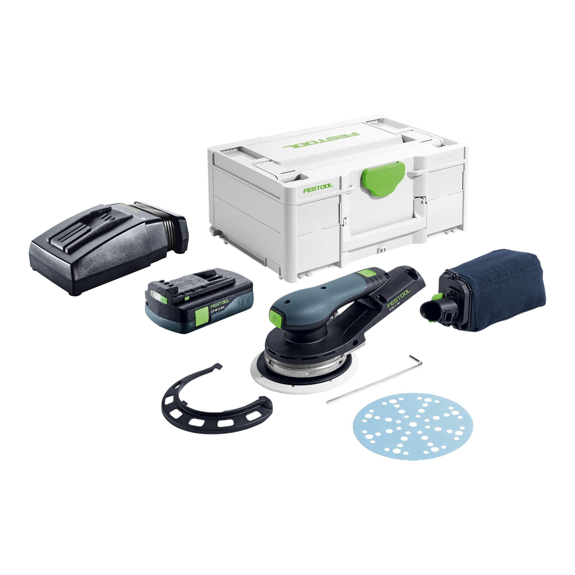 Festool ETSC 2 150 Basic Akku Exzenterschleifer 18 V 150 mm Brushless 1x Akku 3 0 Ah Ladegeraet Systainer 0 - toolbrothers