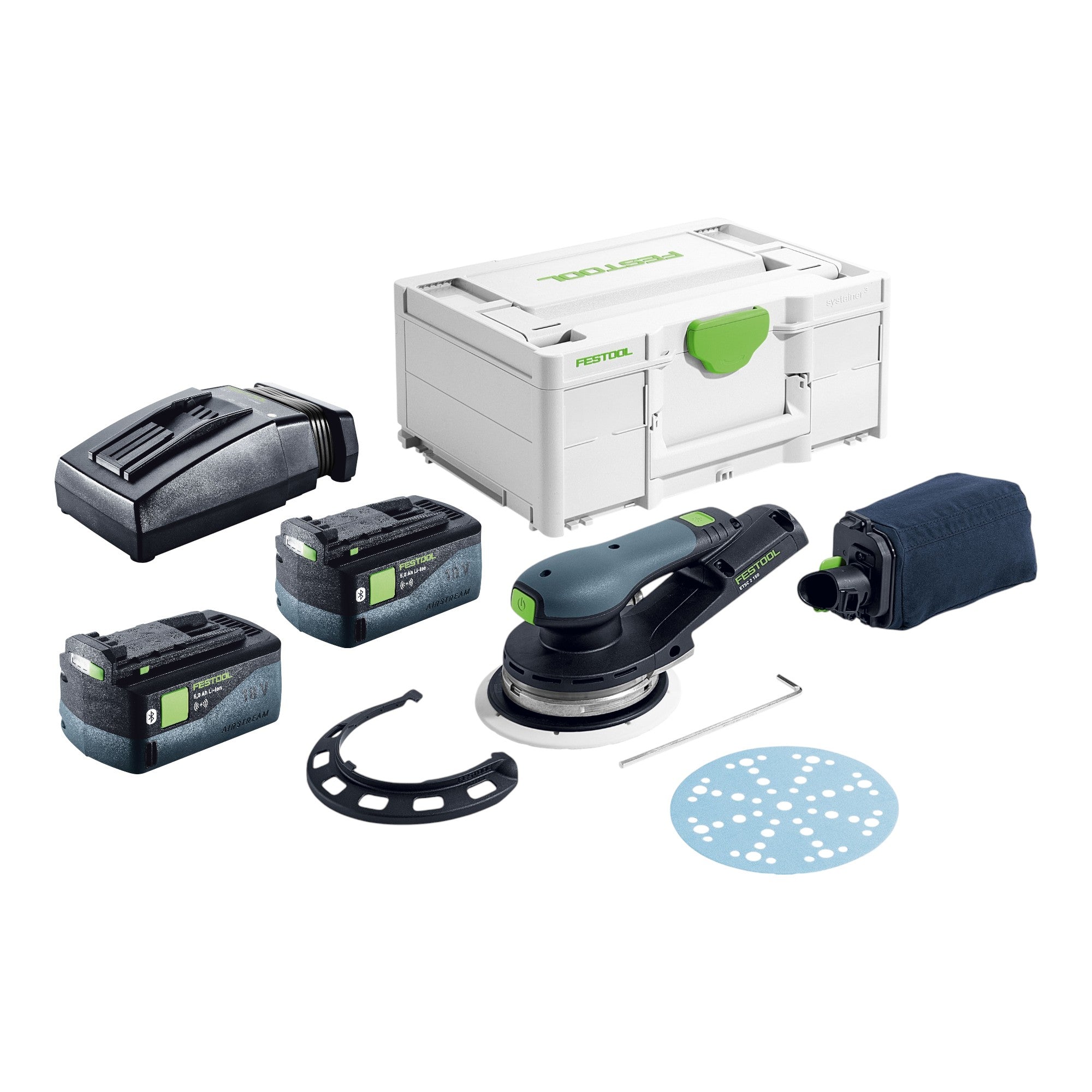 Festool ETSC 2 150 Basic Akku Exzenterschleifer 18 V 150 mm Brushless 2x Akku 5 0 Ah Ladegeraet Systainer 0 - toolbrothers