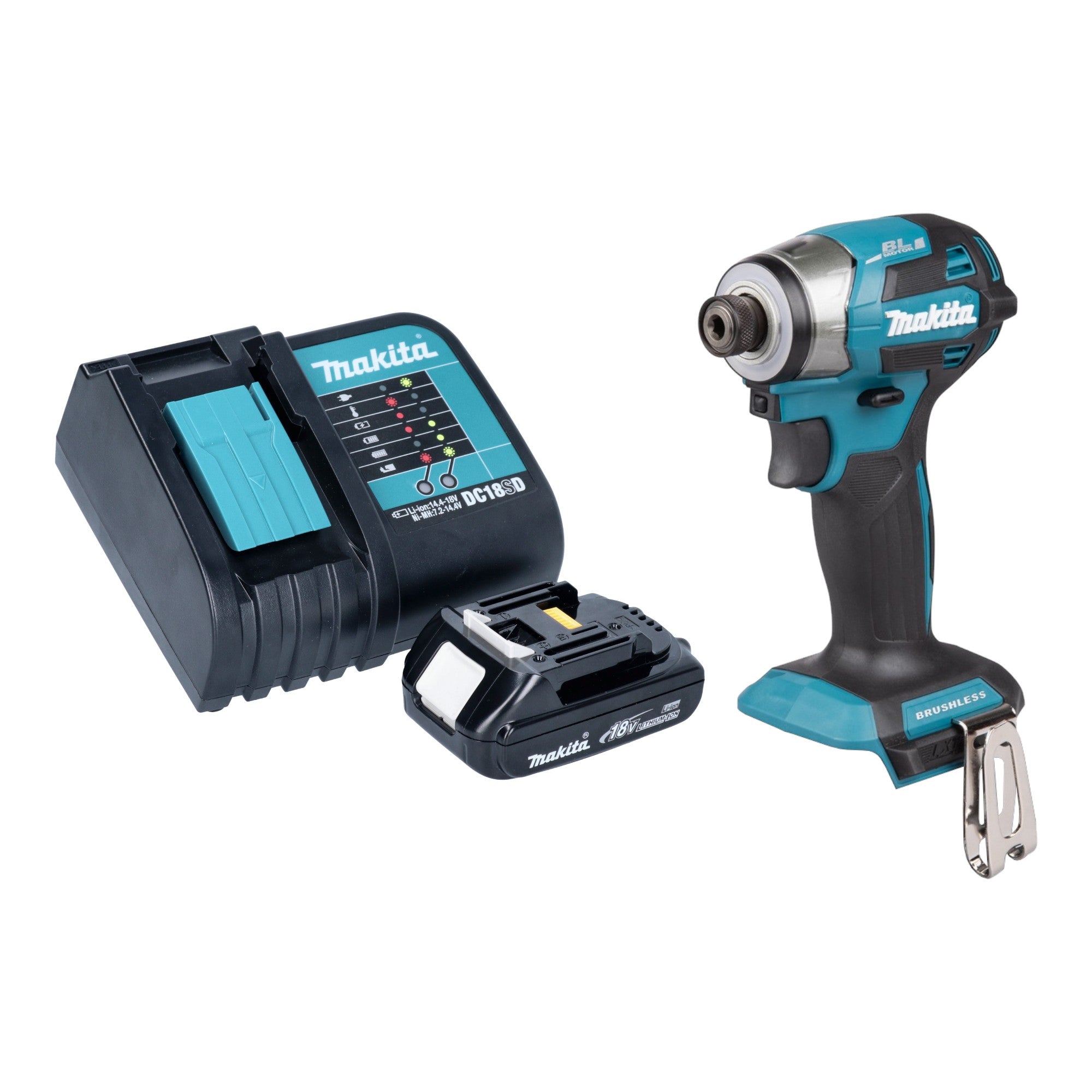 Makita DTD 173 SY1 Akku Schlagschrauber 18 V 180 Nm 1 4 Brushless 1x Akku 1 5 Ah Ladegeraet 0 - toolbrothers