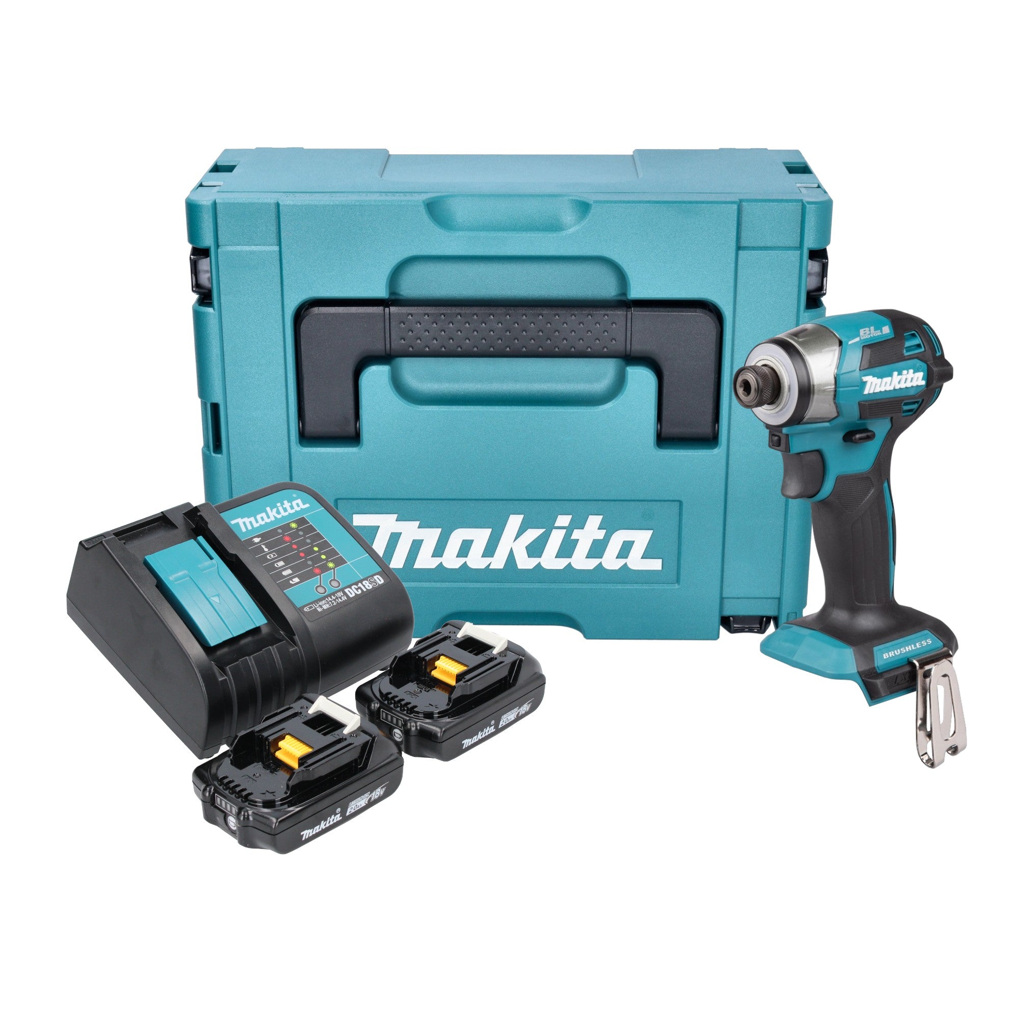 Makita DTD 173 SAJ Akku Schlagschrauber 18 V 180 Nm 1 4 Brushless 2x Akku 2 0 Ah Ladegeraet Makpac 0 - toolbrothers