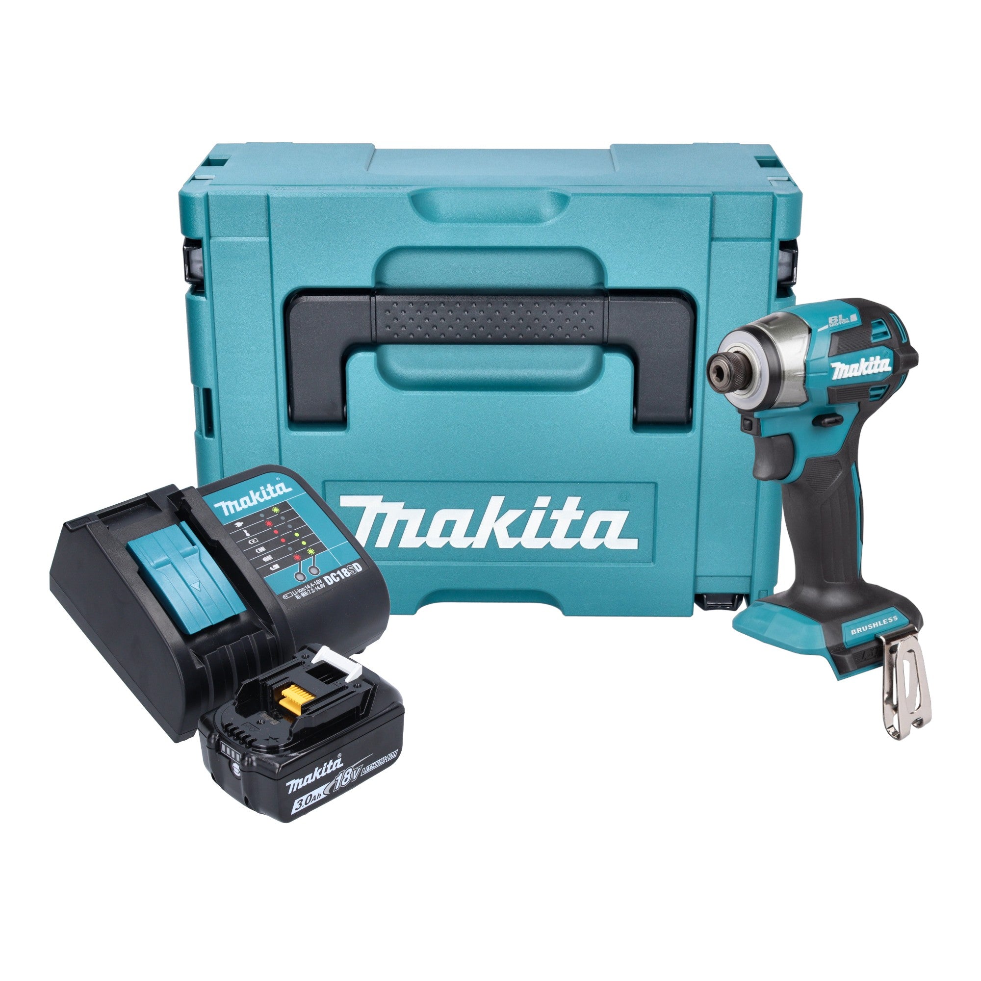 Makita DTD 173 SF1J Akku Schlagschrauber 18 V 180 Nm 1 4 Brushless 1x Akku 3 0 Ah Ladegeraet Makpac 0 - toolbrothers