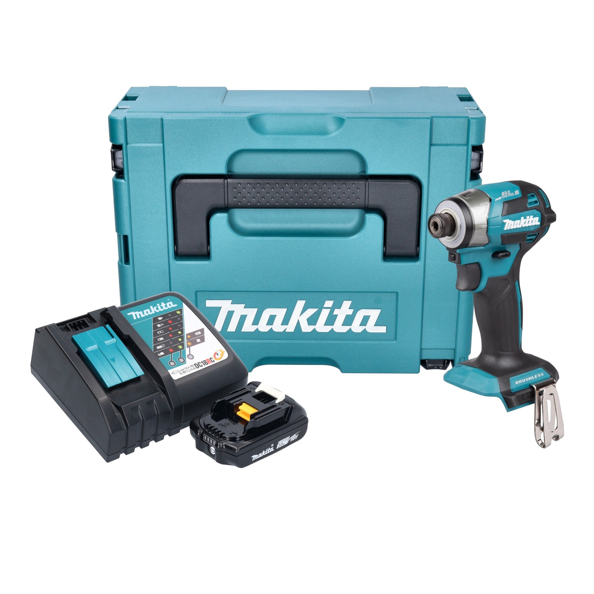 Makita DTD 173 RA1J Akku Schlagschrauber 18 V 180 Nm 1 4 Brushless 1x Akku 2 0 Ah Ladegeraet Makpac 0 - toolbrothers