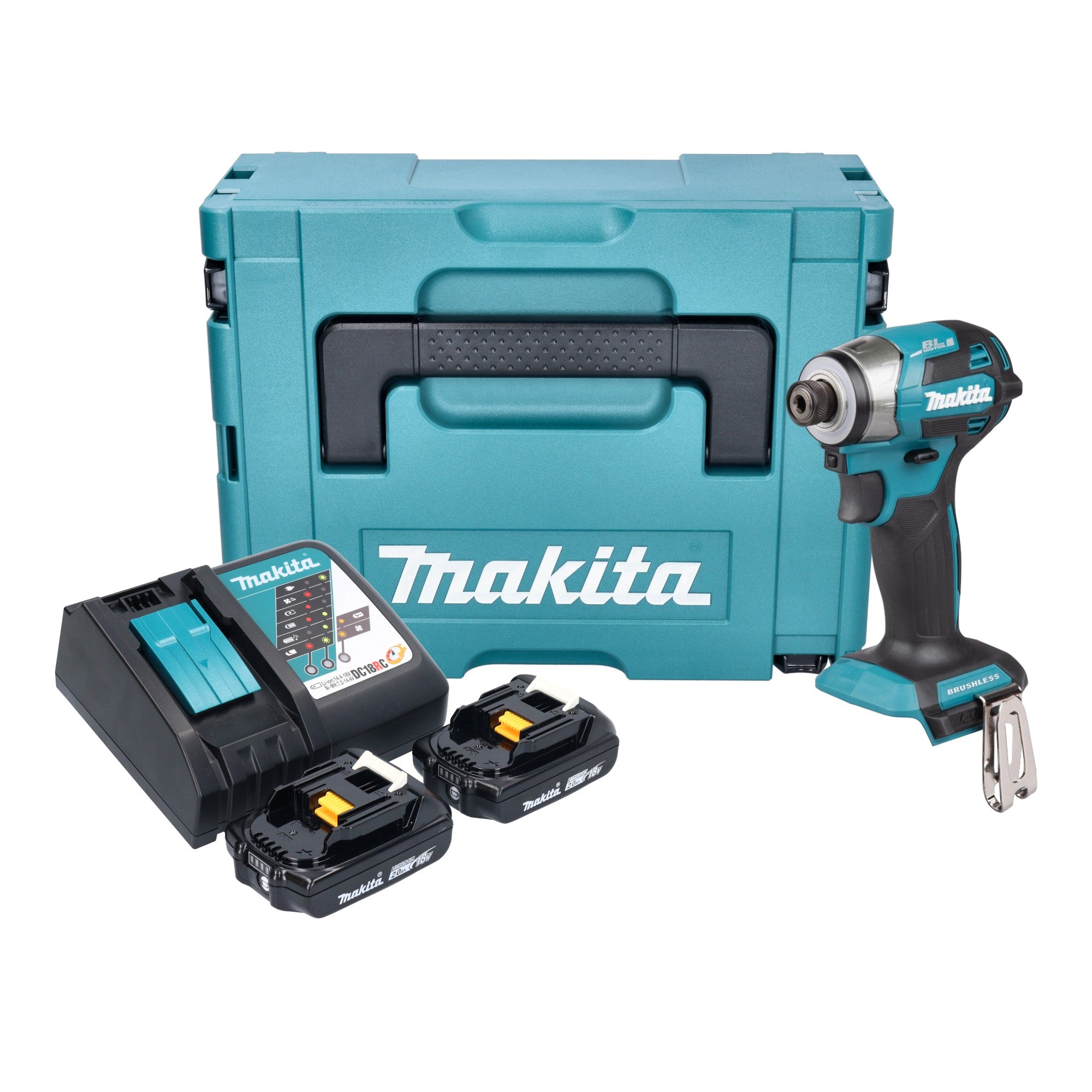Makita DTD 173 RAJ Akku Schlagschrauber 18 V 180 Nm 1 4 Brushless 2x Akku 2 0 Ah Ladegeraet Makpac 0 - toolbrothers