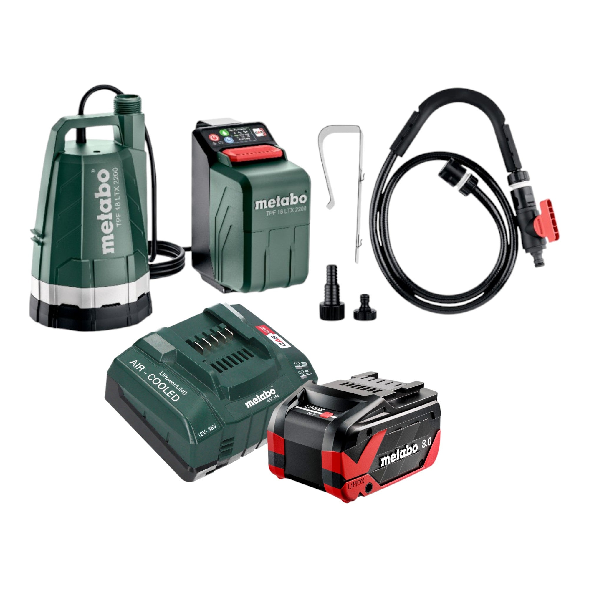 Metabo TPF 18 LTX 2200 Akku Tauch und Regenfasspumpe 18 V 2200 l h 1x LiHDX Akku 8 0 Ah Ladegeraet 0 - toolbrothers