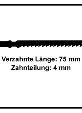 Festool S 75/4/25 WOOD Basic Lame de scie sauteuse 25 pièces. ( 204306 ), Acier HCS