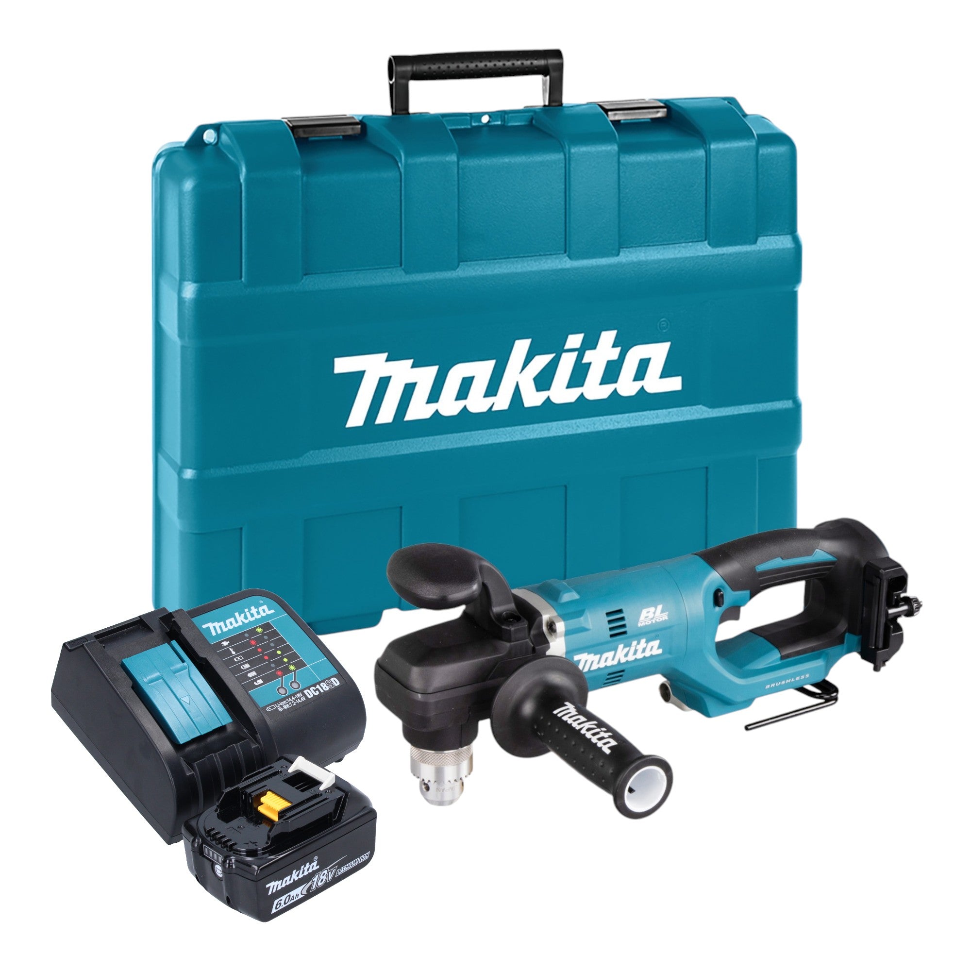 Makita DDA 450 SG1K Akku Winkelbohrmaschine 18 V 70 Nm Brushless 1x Akku 6 0 Ah Ladegeraet Koffer 0 - toolbrothers