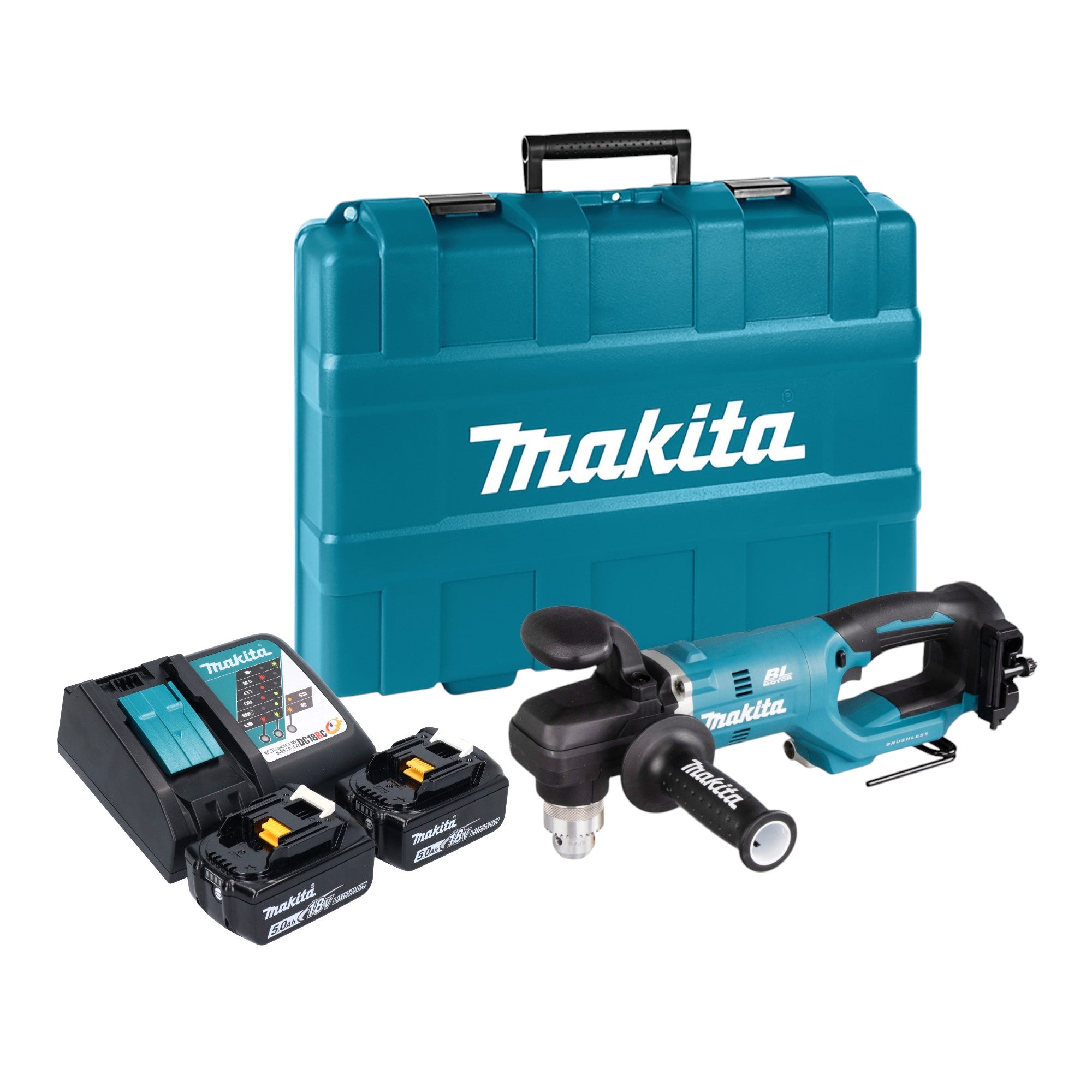 Makita DDA 450 RTK Akku Winkelbohrmaschine 18 V 70 Nm Brushless 2x Akku 5 0 Ah Ladegeraet Koffer 0 - toolbrothers