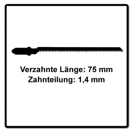Festool  S 75/1,4 K/5 WOOD Curves Lame de scie sauteuse 5 pièces ( 204267 ) aussi pour rayons étroits, acier HCS