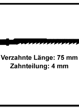 Festool S 75/4 K/20 WOOD Curves Lame de scie sauteuse 20 pièces. ( 204266 ) Lame de scie courbée, également pour rayons étroits, acier HCS