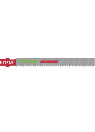 Festool S 75/1,5/5 Plastics Profile Lame de scie sauteuse 5 Pièces. ( 204268 ) pour Profilés en plastique, Verre acrylique et plastique souple, acier HCS