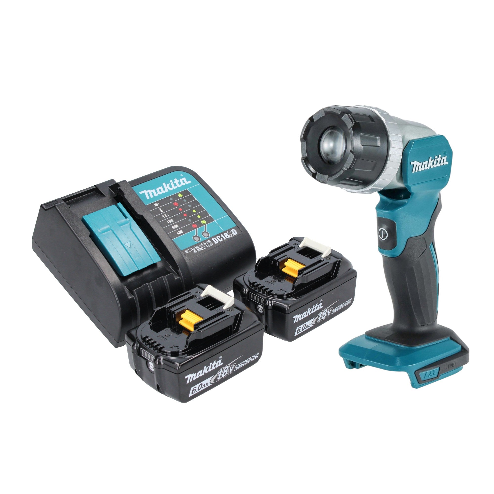 Makita DML 808 SG Akku Handstrahler 14 4 18 V 190 lm LED 2x Akku 6 0 Ah Ladegeraet 0 - toolbrothers