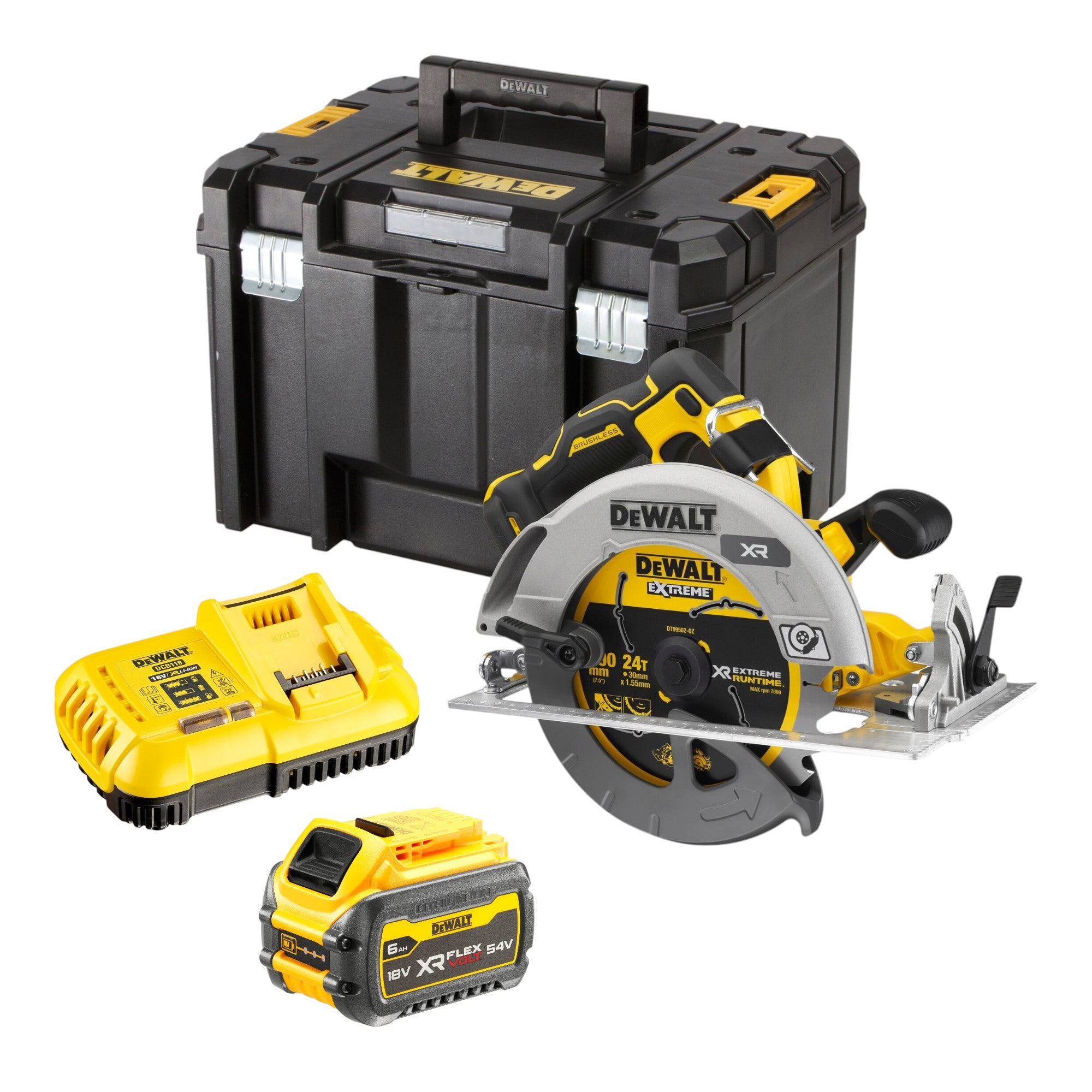 DeWalt DCS 573 T1T Akku Handkreissaege 18 V 190 x 30 mm Brushless 1x Akku 6 0 Ah Ladegeraet TSTAK 0 - toolbrothers