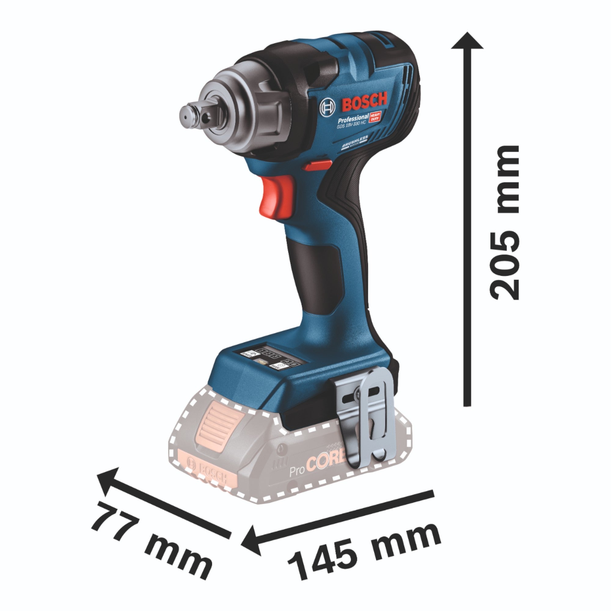 Bosch GDS 18V 330 HC Professional Akku Schlagschrauber 18 V 330 Nm 1 2 Brushless 06019L5000 Solo ohne Akku ohne Ladegeraet 3 - toolbrothers