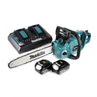 Makita DUC 405 PM2 Akku Kettensäge 36V ( 2x18V ) Brushless 40 cm + 2x 4,0 Ah Akku + Doppelladegerät - Toolbrothers