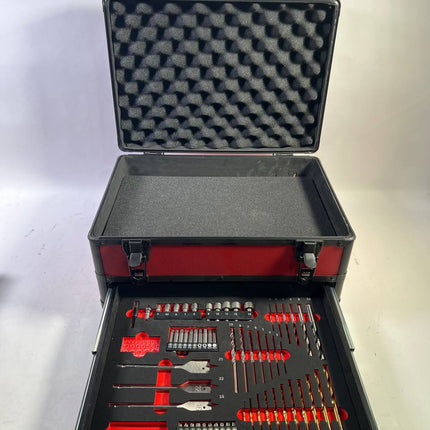 Toolbrothers TX Alu Werkzeug Koffer rot fuer Akku Schlagschrauber und Schlagbohrschrauber 70 tlg Bit Bohrer Set Wuerfelschaum Einlage Unvollstaendig 2 - toolbrothers