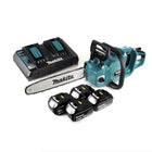 Makita DUC 355 PM4 Akku Kettensäge 36V ( 2x18V ) Brushless 35 cm + 4x 4,0 Ah Akku + Doppelladegerät - Toolbrothers