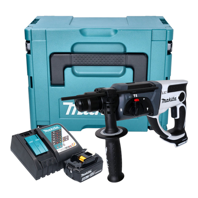 Makita DHR 202 RM1JW Akku Bohrhammer 18 V 20 mm 2 0 J weiss 1x Akku 4 0 Ah Ladegeraet Makpac 0 - toolbrothers