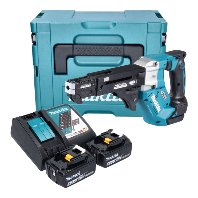 Makita DFR 552 RTJ Akku Magazinschrauber 18 V 25 55 mm Brushless 2x Akku 5 0 Ah Ladegeraet Makpac 0 - toolbrothers
