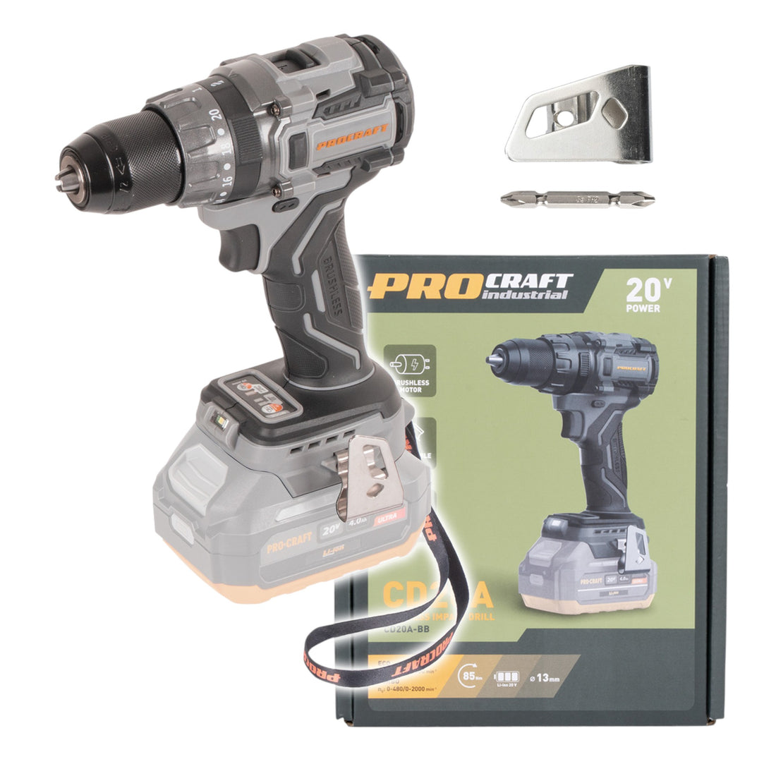 Procraft CD20Abb Perceuse-visseuse sans fil 20 V 85 Nm Solo - sans batterie, sans chargeur