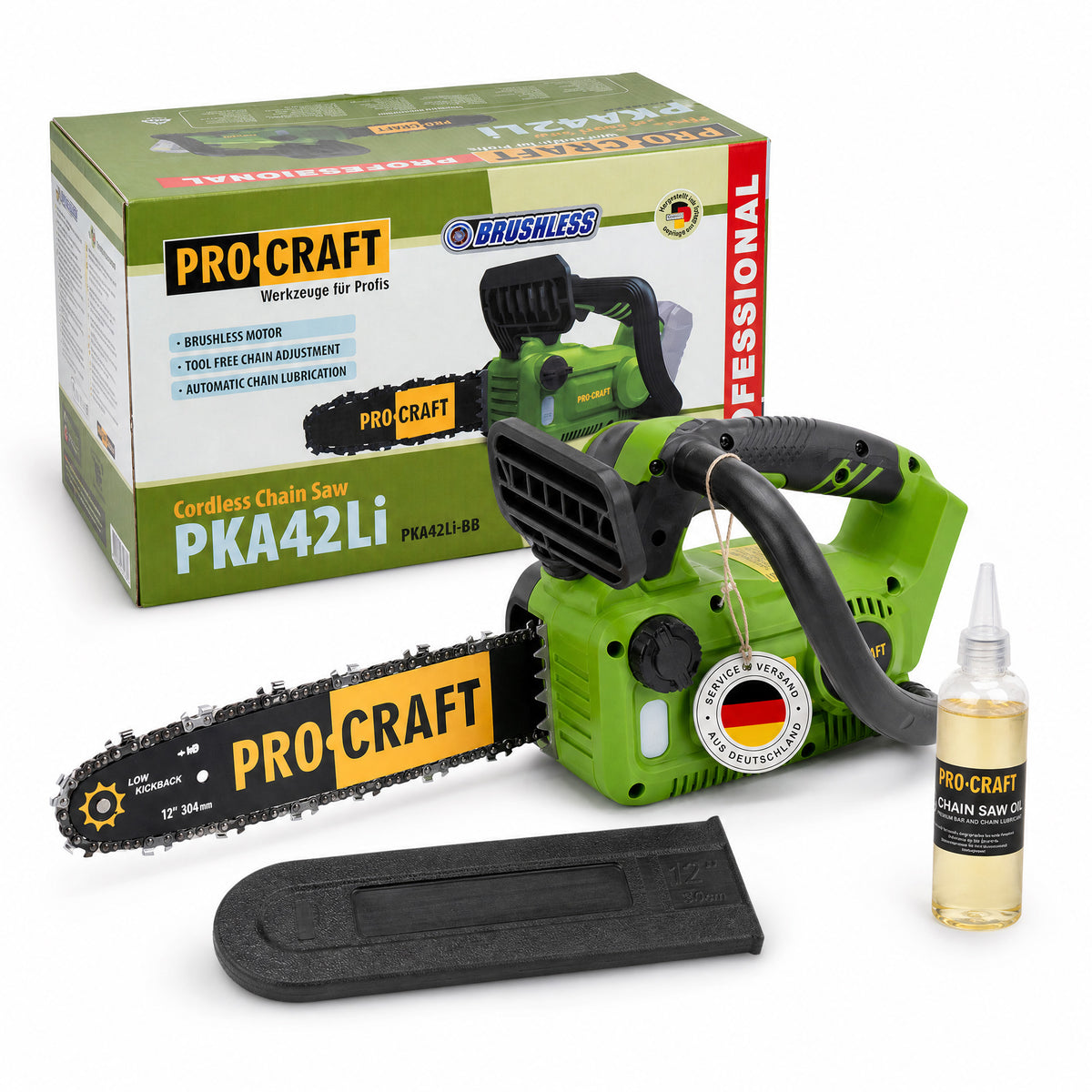 Procraft PKA42Libb Tronçonneuse à chaîne sans fil 20 V 304 mm Brushless Solo - sans batterie, sans chargeur