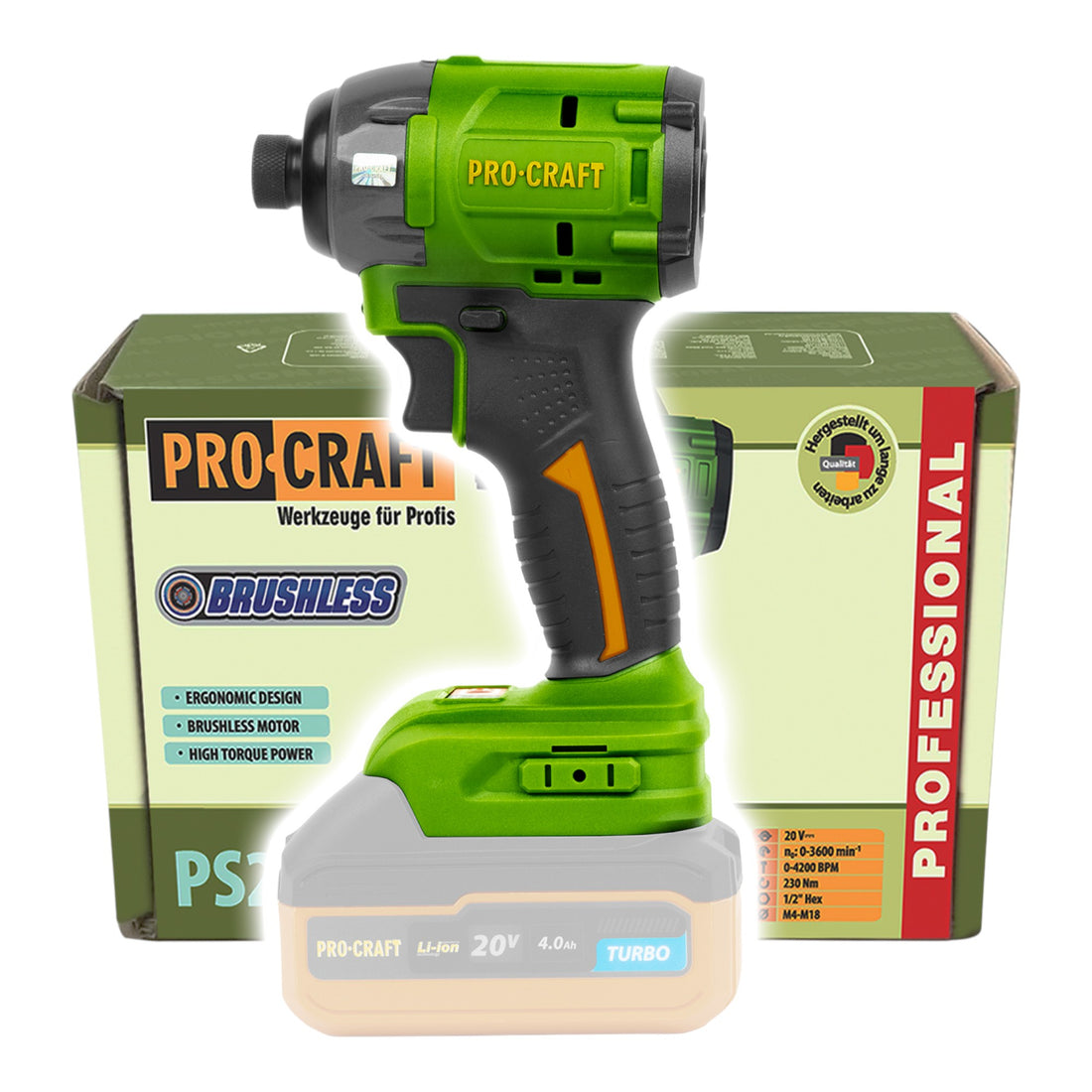 Procraft PS22bb Clé à choc sans fil 20 V 230 Nm 1/2" Brushless Solo - sans batterie, sans chargeur