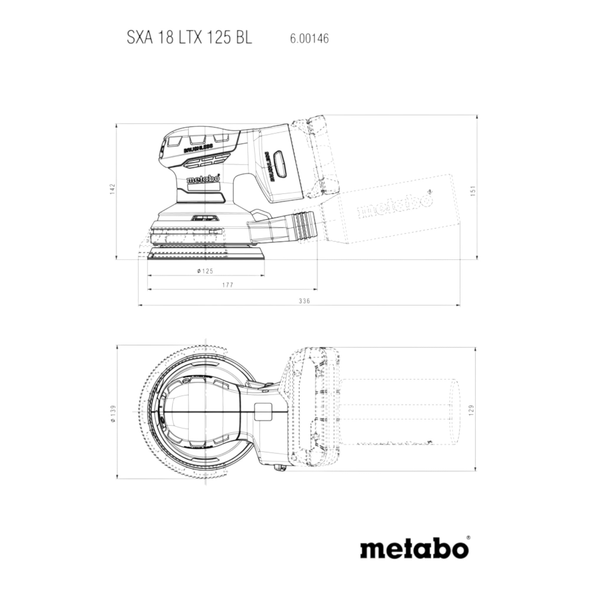 Metabo SXA 18 LTX 125 BL Akku Exzenterschleifer 18 V 125 mm Brushless CAS 600146850 Solo ohne Akku ohne Ladegeraet 1 - toolbrothers