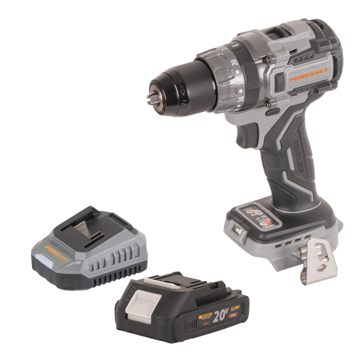 Procraft CD20Abb Perceuse-visseuse sans fil 20 V 85 Nm + 1x batterie 2,0 Ah + chargeur