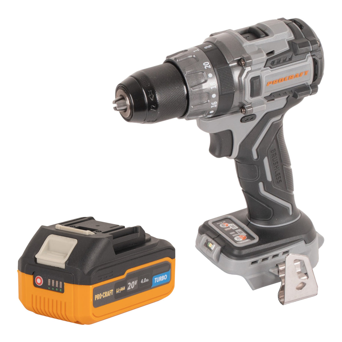 Procraft CD20Abb Perceuse-visseuse sans fil 20 V 85 Nm + 1x batterie 4,0 Ah - sans chargeur
