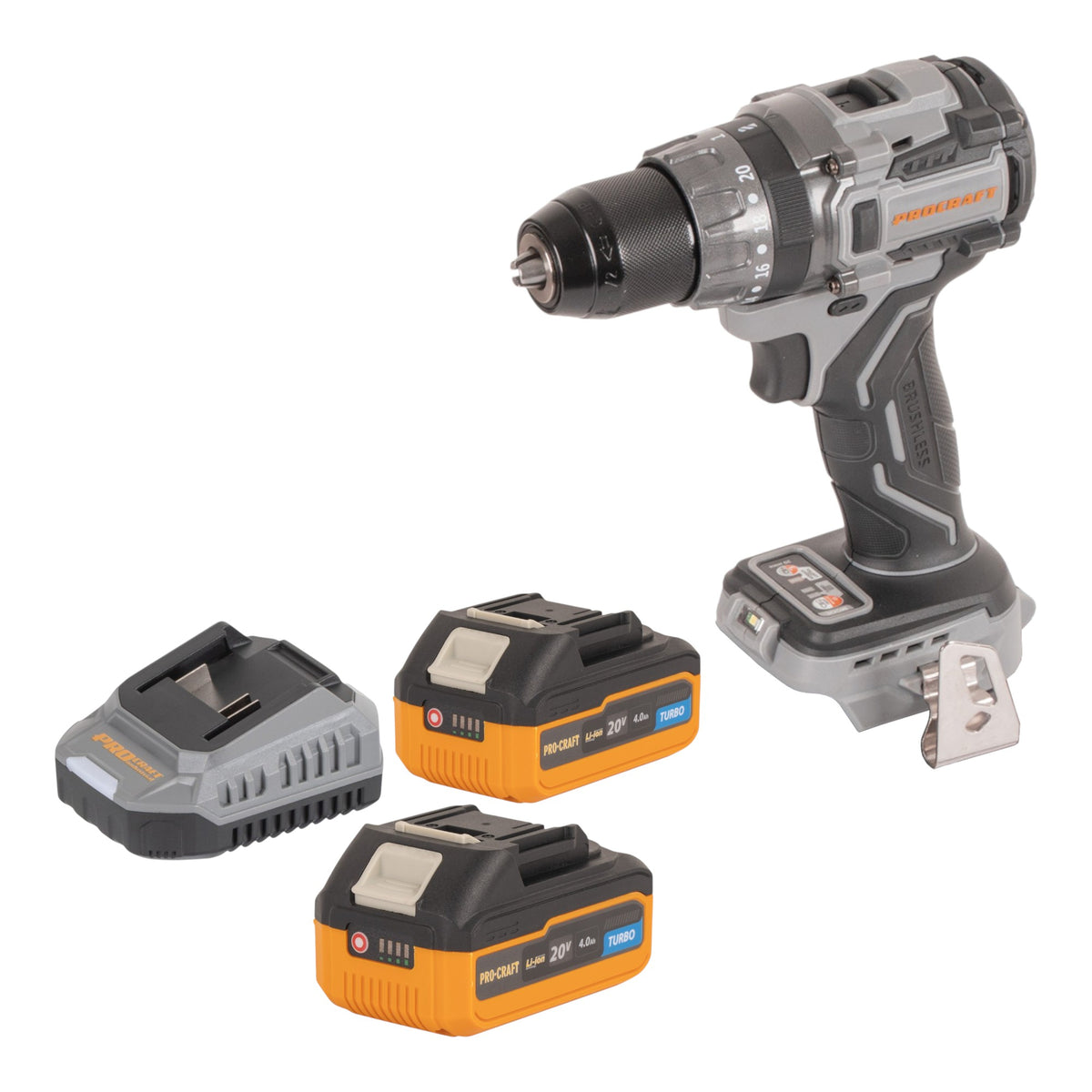 Procraft CD20Abb Perceuse-visseuse sans fil 20 V 85 Nm + 2x batterie 4,0 Ah + chargeur