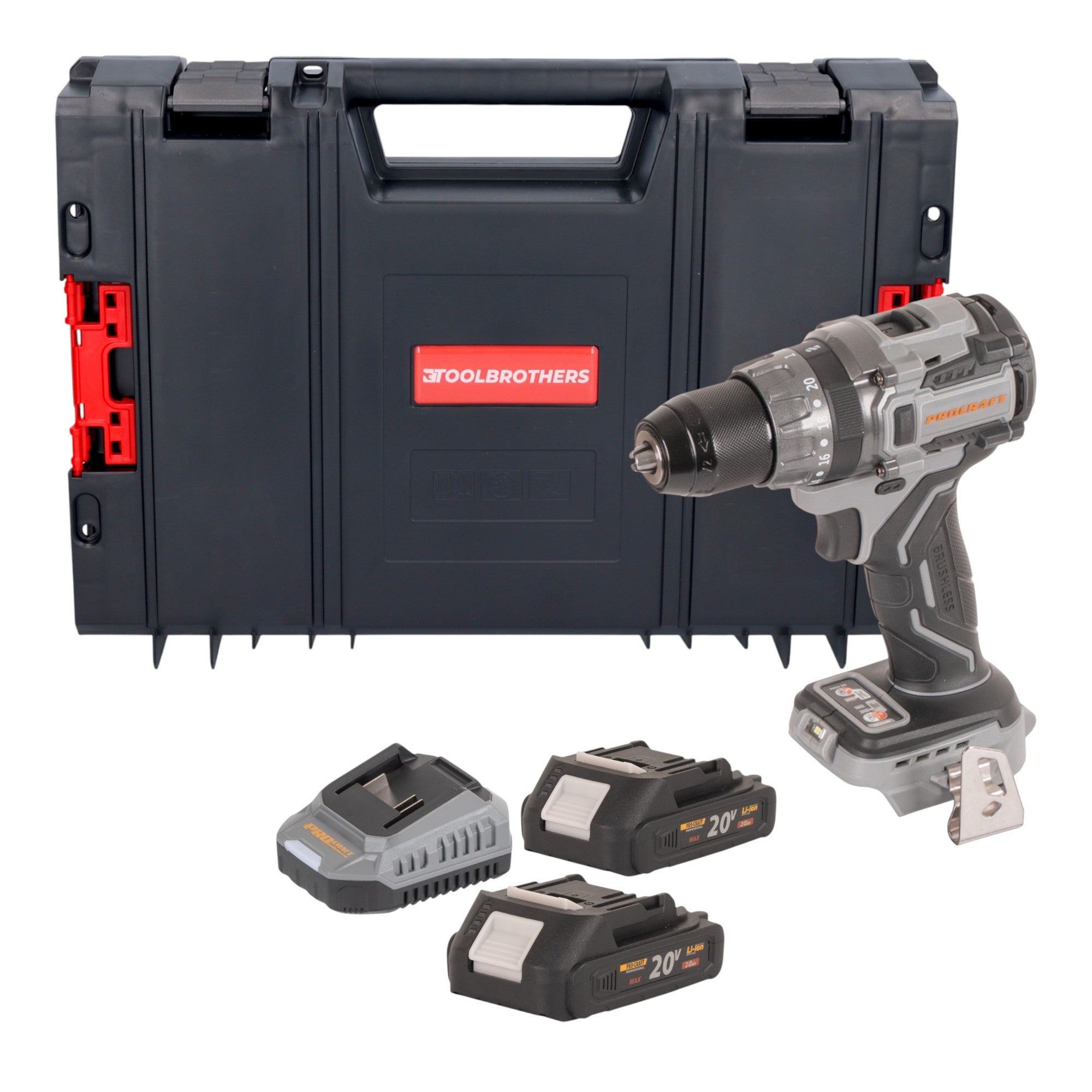 Procraft Industrial CD20Abb Akku Schlagbohrschrauber 20 V 85 Nm 2x Akku 2 0 Ah Ladegeraet RHINO Toolcase 0 - toolbrothers